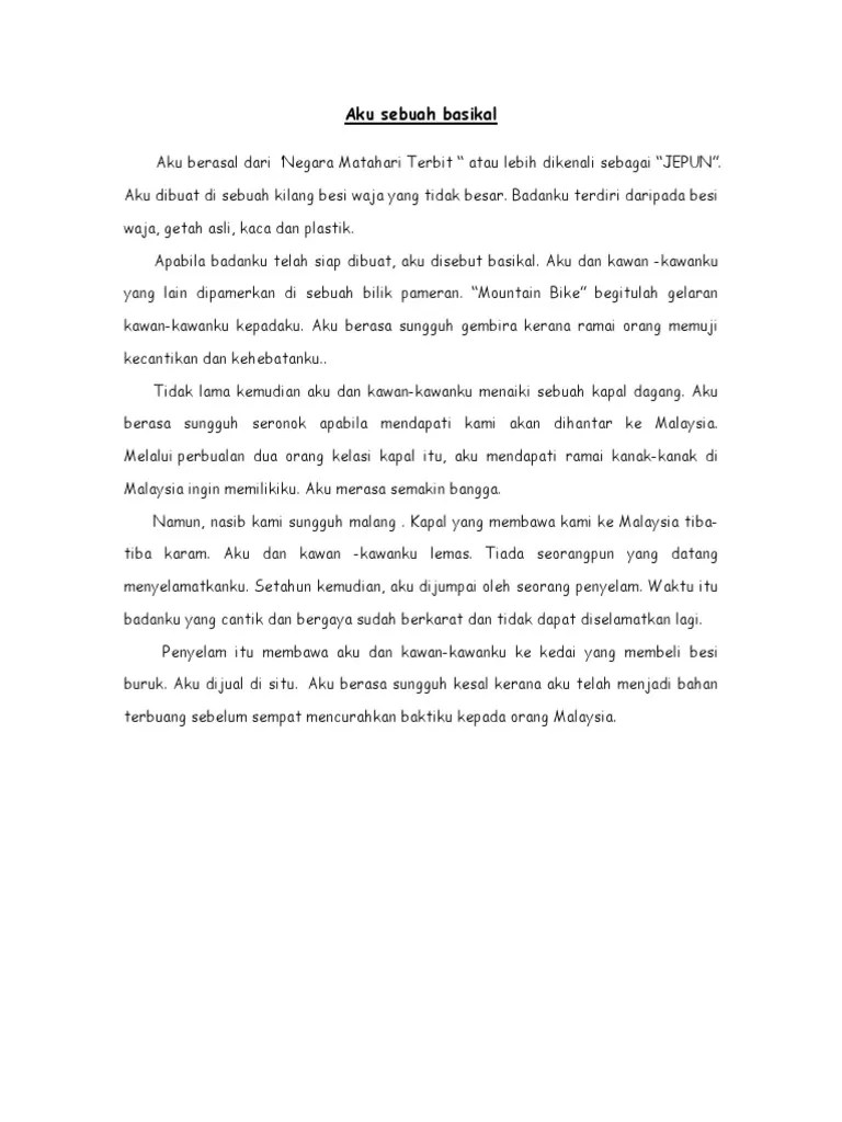 Contoh karangan aku sebuah basikal. Karangan Aku Sebuah Kereta Tahun 3