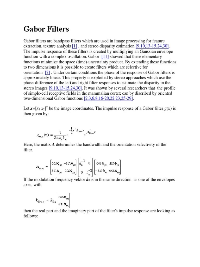 Gabor Filters | PDF | Filter (Signal Processing) | Signal Processing
