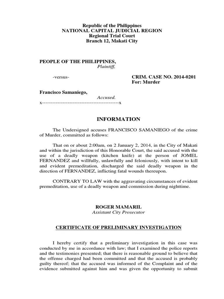 Information For Murder | PDF