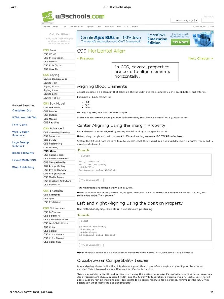 CSS Horizontal Align | PDF | Cascading Style Sheets | J Query