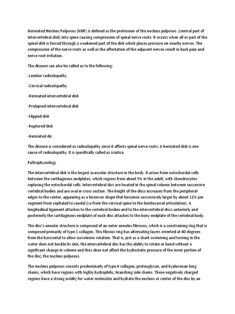 Herniated Nucleus Pulposus | PDF | Vertebral Column | Vertebra