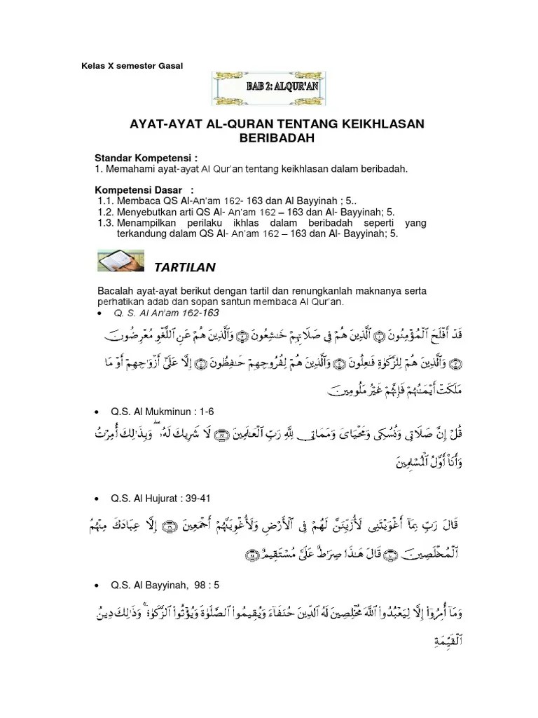 Bab 2. Ihlas Dalam Beribadah (Al-An&rsquo;Am 162-163) | PDF