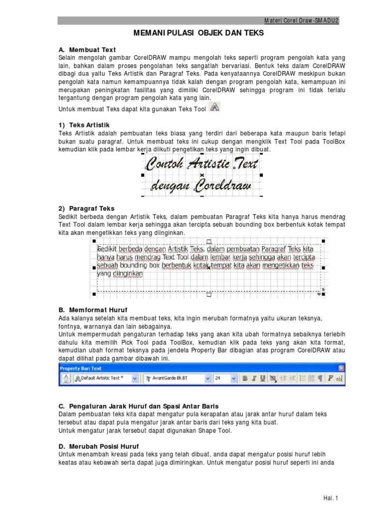 Tool Box Pada Corel Draw Apa Aja Ya Penjelasan Shortcut Gambar 6 Membuat teks dengan Text Tool 2.