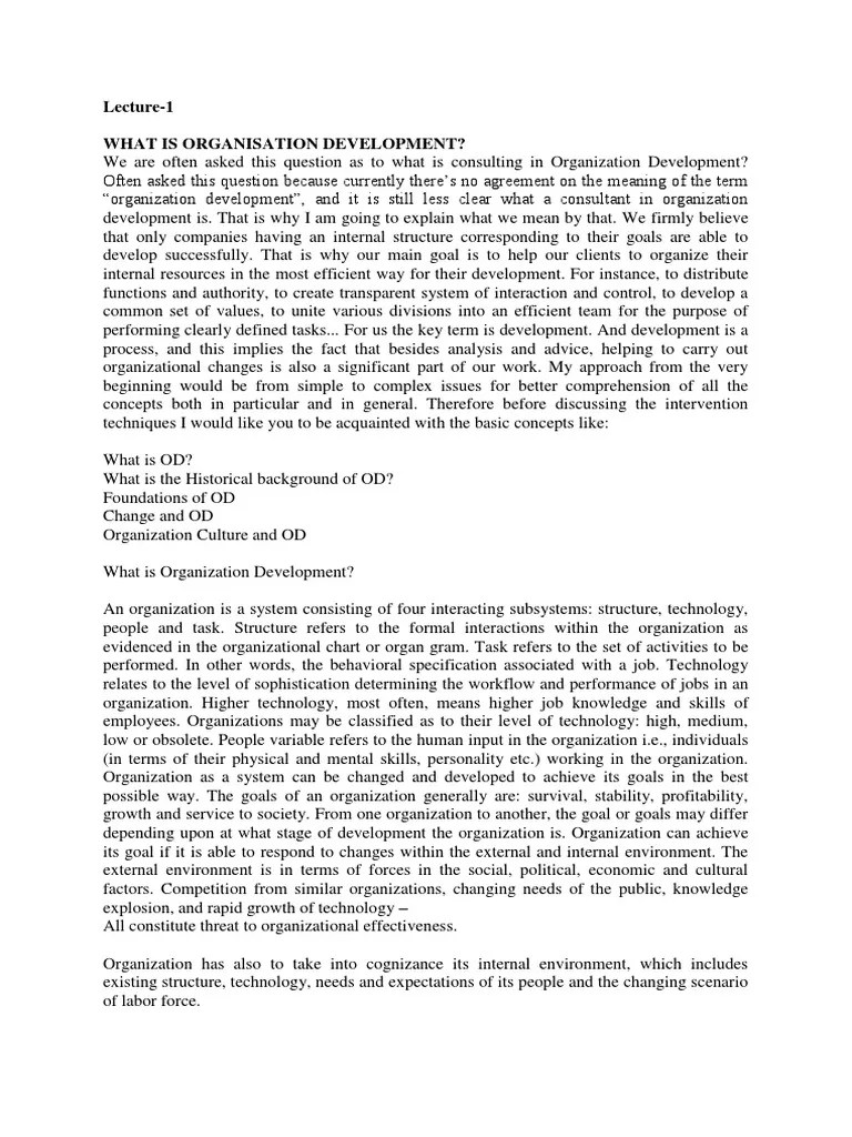 Lecture-1 What Is Organisation Development? | PDF | Organization ...
