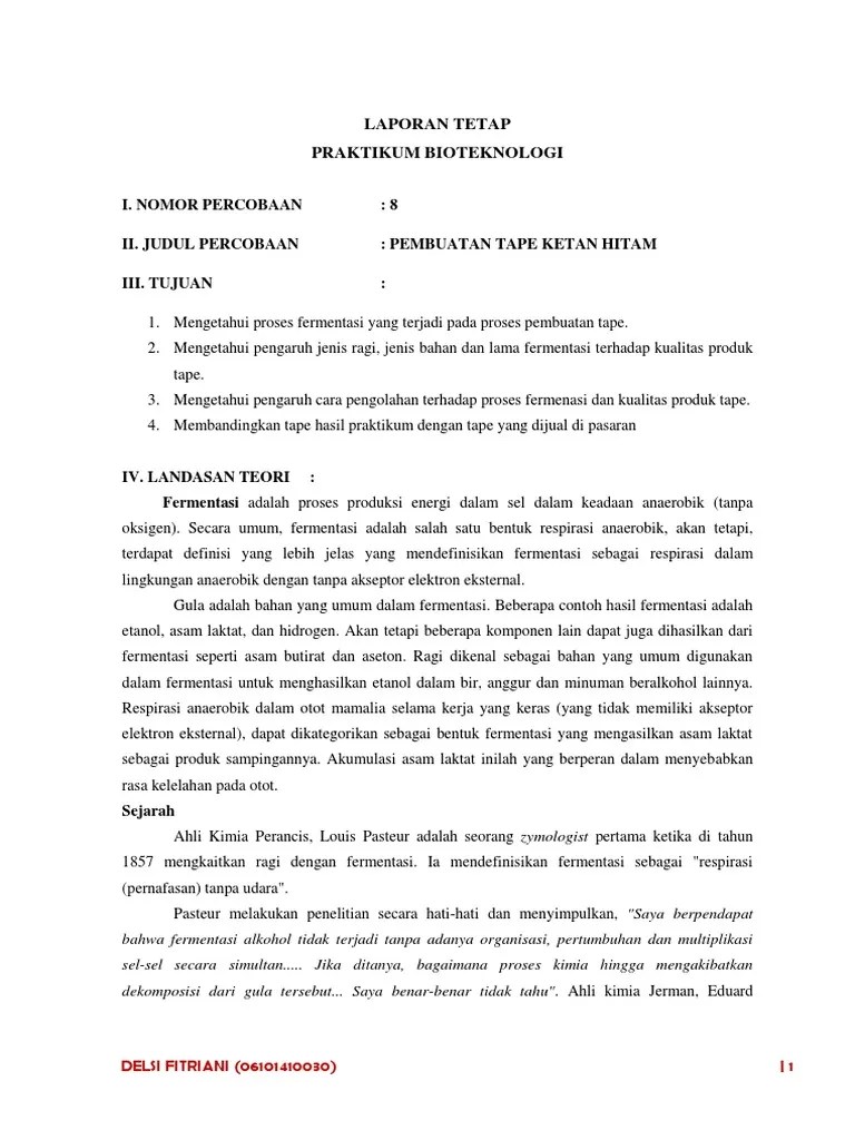 Laporan Hasil Membuat Tape Singkong Dan Tape Ketan Dari Fermentasi Menggunakan Ragi Kosngosan LAPORAN PRAKTIKUM PEMBUATAN TAPE.