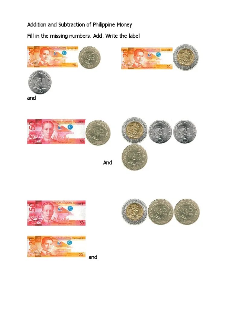 money worksheets for kindergarten philippines njoy stock