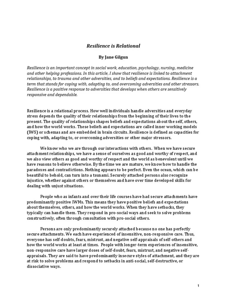 Resilience Is Relational | PDF | Psychological Resilience | Anti Social ...