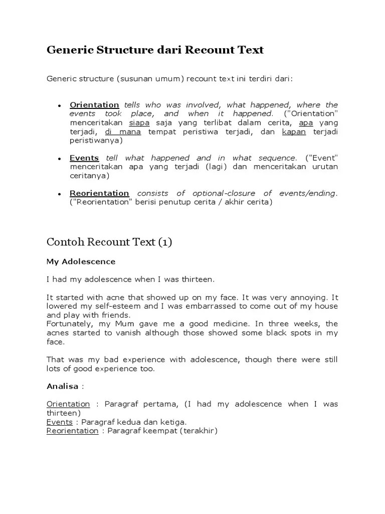 Contoh Recount Text Dan Generic Structure Nya