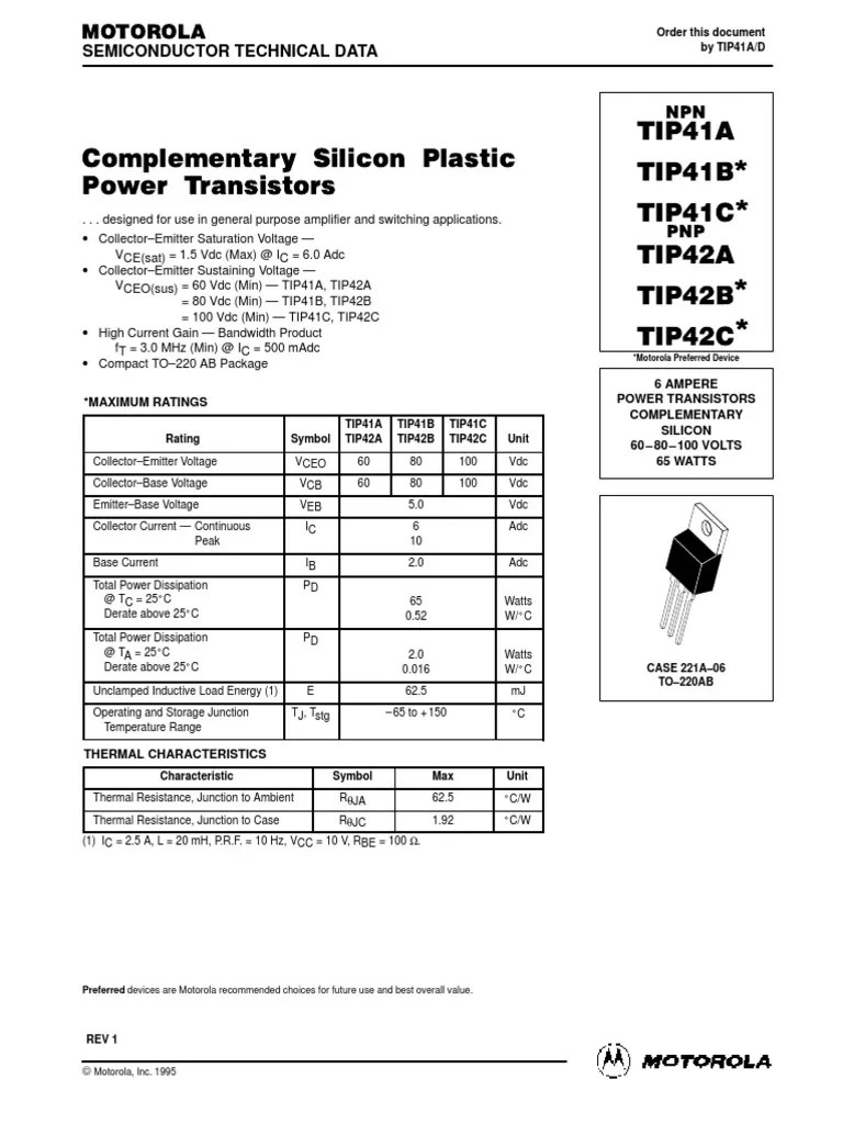 Transistor Tip41a Texas 65 Watts 6 Amp 60 Volt X 2 Unidades