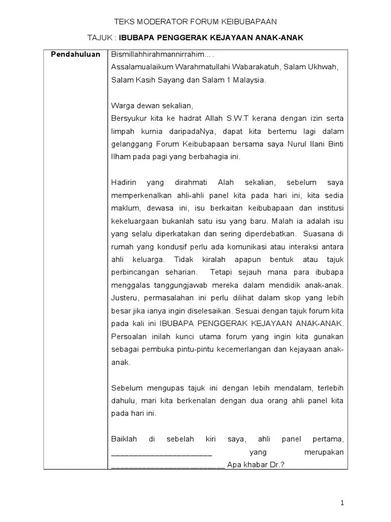 Terima kasih kepada saudara rony atas perkongsian beliau sebentar tadi berkenaan kebaikan internet. Contoh Teks Moderator Forum Rylandcxt