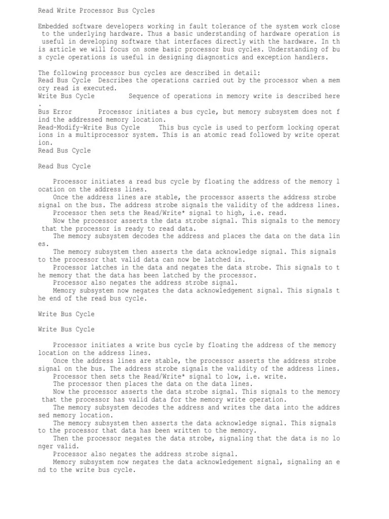 Read Write Processor Bus Cycles | PDF | Central Processing Unit ...