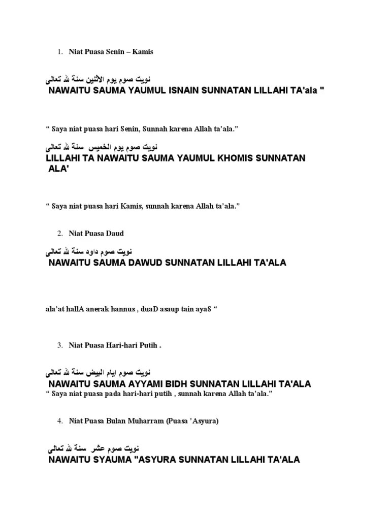 Niat Puasa Daud Senin Kamis