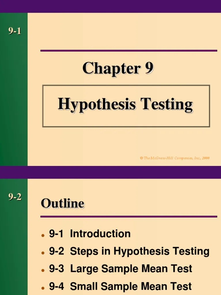Chapter 9 Hypothesis Testing | PDF | Statistical Hypothesis Testing ...