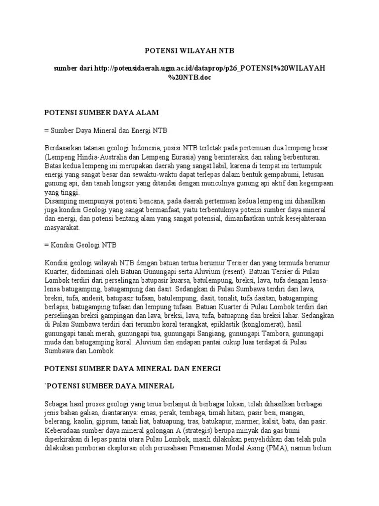 P26potensiwilayahntb1 121208021448 Phpapp02 | PDF