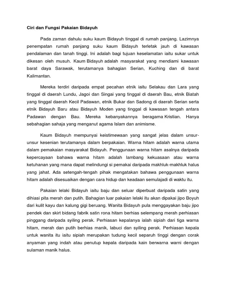 Pakaian lelaki bidayuh baju dan seluar dari satin dihiasi pita merah dan putih. Ciri Dan Fungsi Pakaian Bidayuh New Pdf