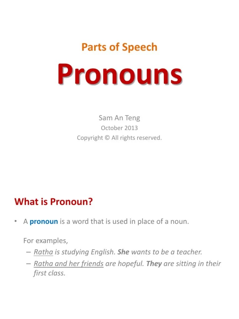 Parts Of Speech: Pronouns | PDF | Pronoun | English Grammar
