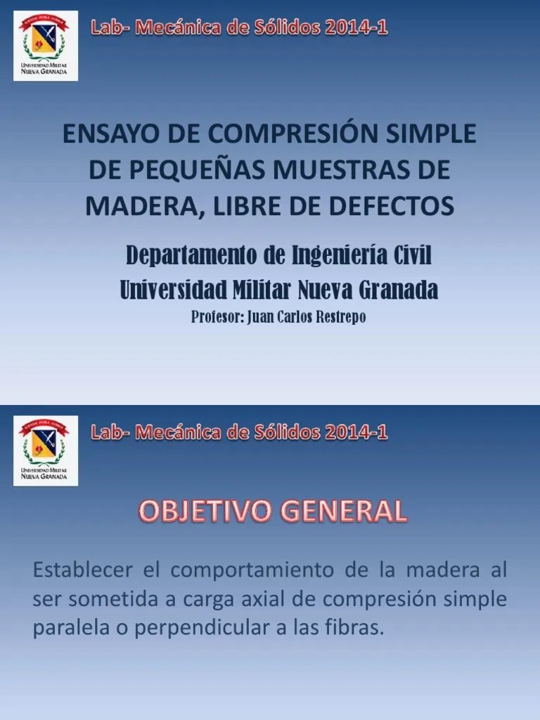 Practica #4 - Compresion Simple De Pequeñas Muestras De Madera | PDF | Elasticidad (Física ...