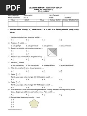Bagus, emang harus gitu semangat untuk terus belajar yach. Soal Uts Matematika Kelas 3 Sd Semester Genap Pdf