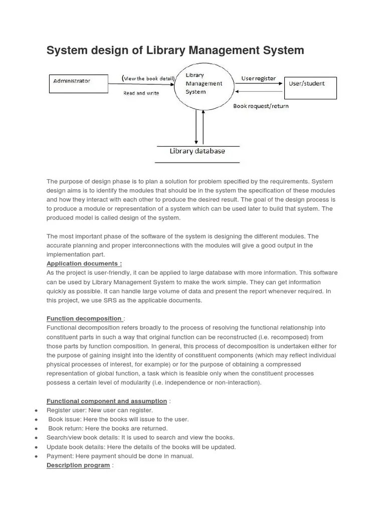 System Design Of Library Management System | PDF | Modularity | System