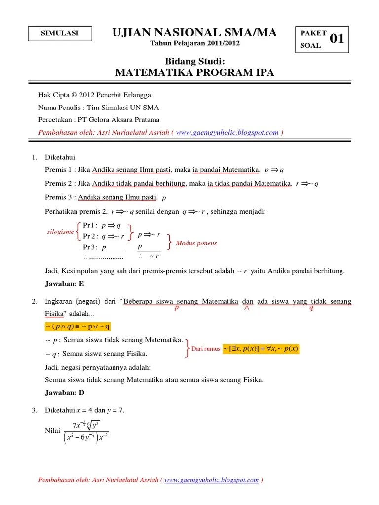 Buku matematika kelas 6 sd mi gelora aksara pratama shopee . Pembahasan Simulasi Try Out Matematika Erlangga Pdf