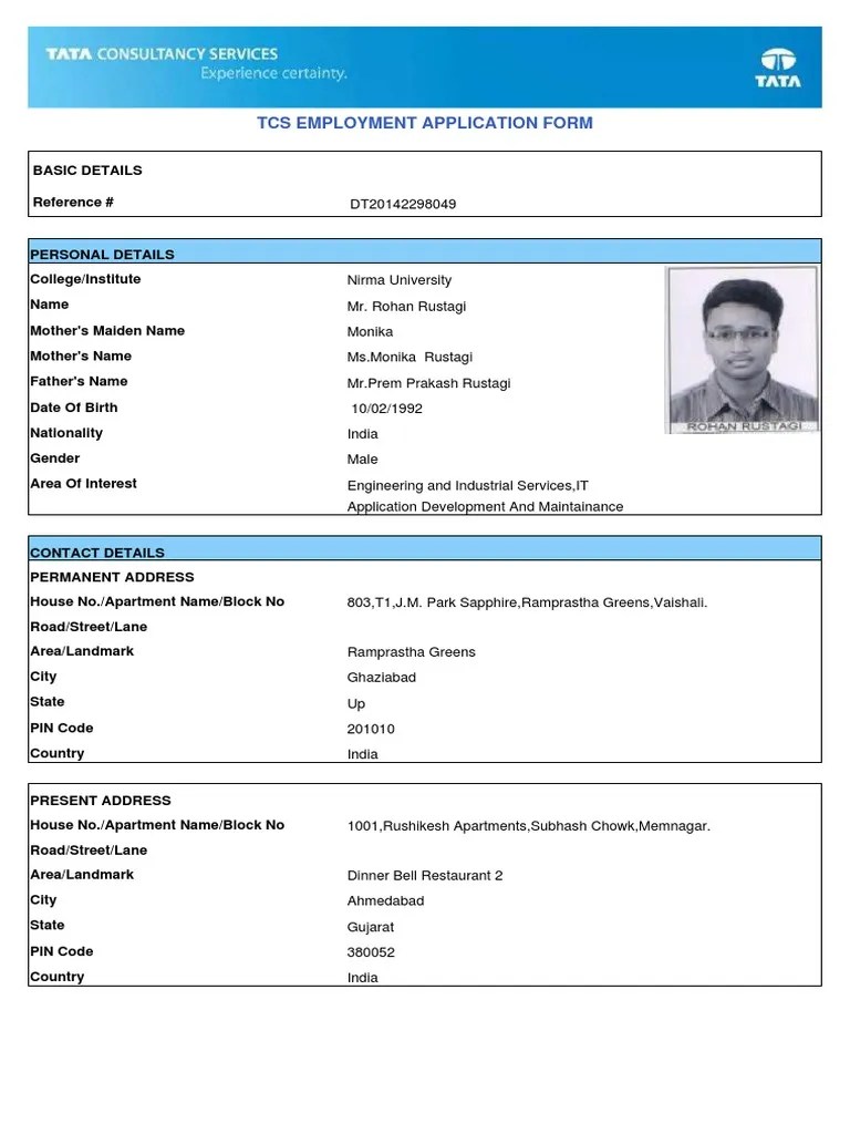 TCS Application | PDF | Background Check | Employment