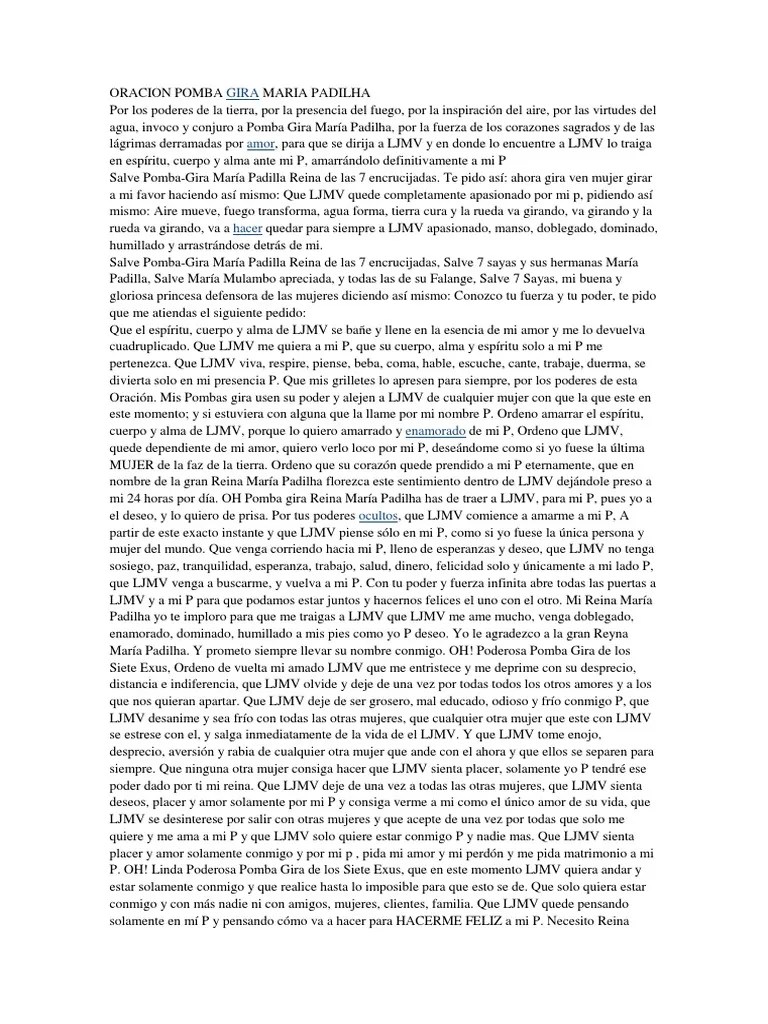 Oracion Pomba Gira Maria Padilha | PDF | Amor | Oración