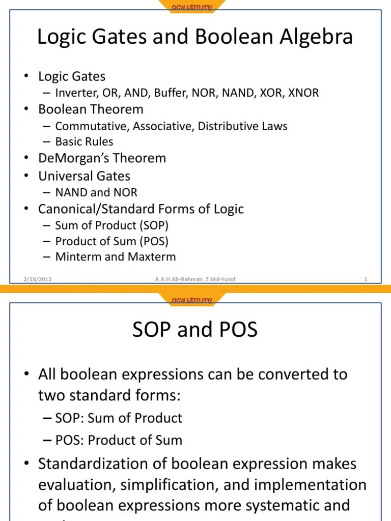 6 Logic Gates And Boolean Algebra 3 | PDF | Boolean Algebra | Teaching ...
