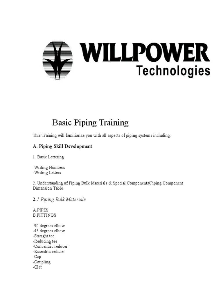 Basic Piping Training: A. Piping Skill Development | PDF | Applied And Interdisciplinary Physics ...