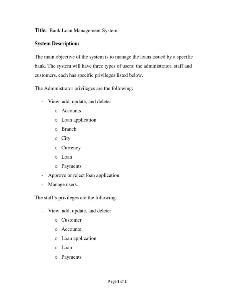 Bank Loan Management System | PDF | Payments | Banks