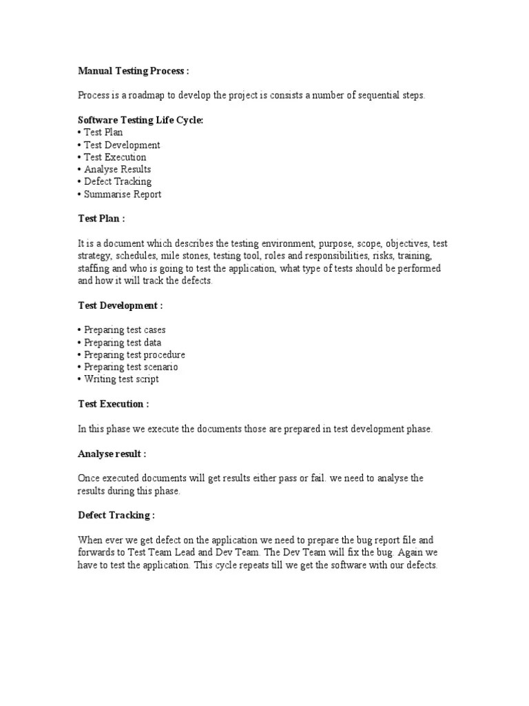 Manual Testing Process | PDF | Unit Testing | Products