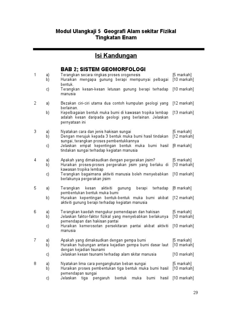 Mereka bergantung kepada laut untuk mencari sumber pendapatan bagi menyara . Modul 5 Sistem Geomorfologi Pdf