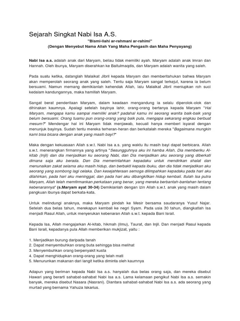 Sejarah Singkat Nabi Isa A | PDF