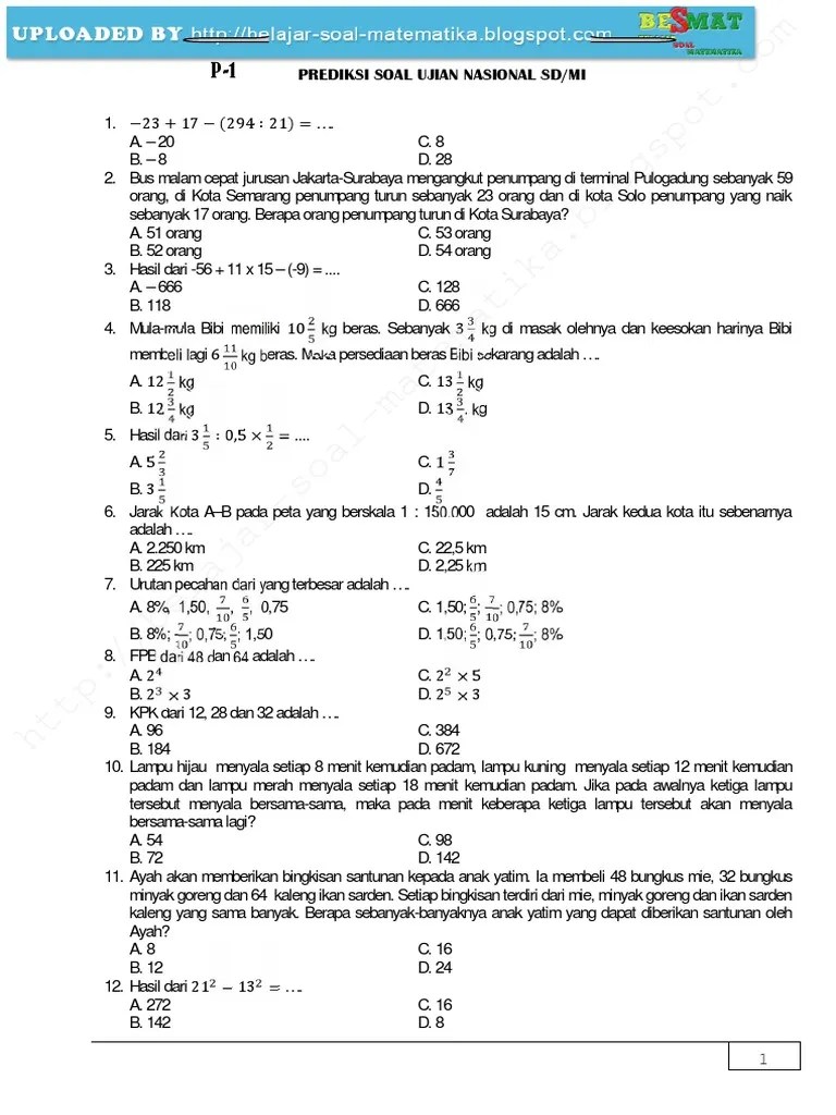 Buku the best bedah soal komplet un + usbn sma/ma ipa 2020. Contoh Soal Ujian Nasional 2020 Sd