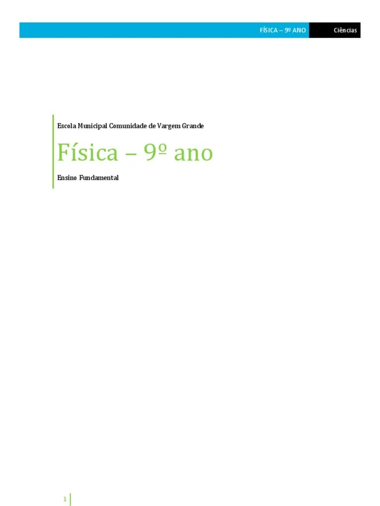 Apostila Física 9o Ano | PDF | Deslocamento (vetor) | Metro