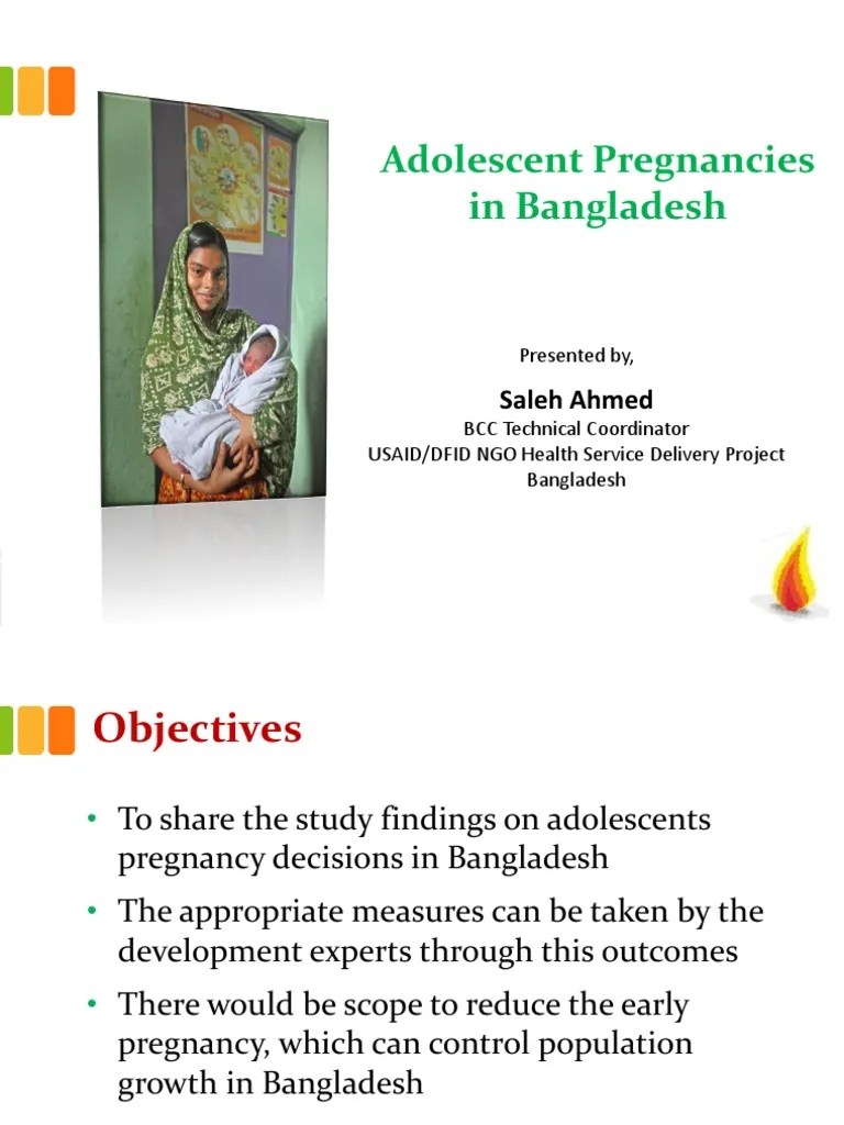 Study On Adolescent Mothers' Pregnancy Decisions In Bangladesh, Saleh Ahmed - Using FP To ...