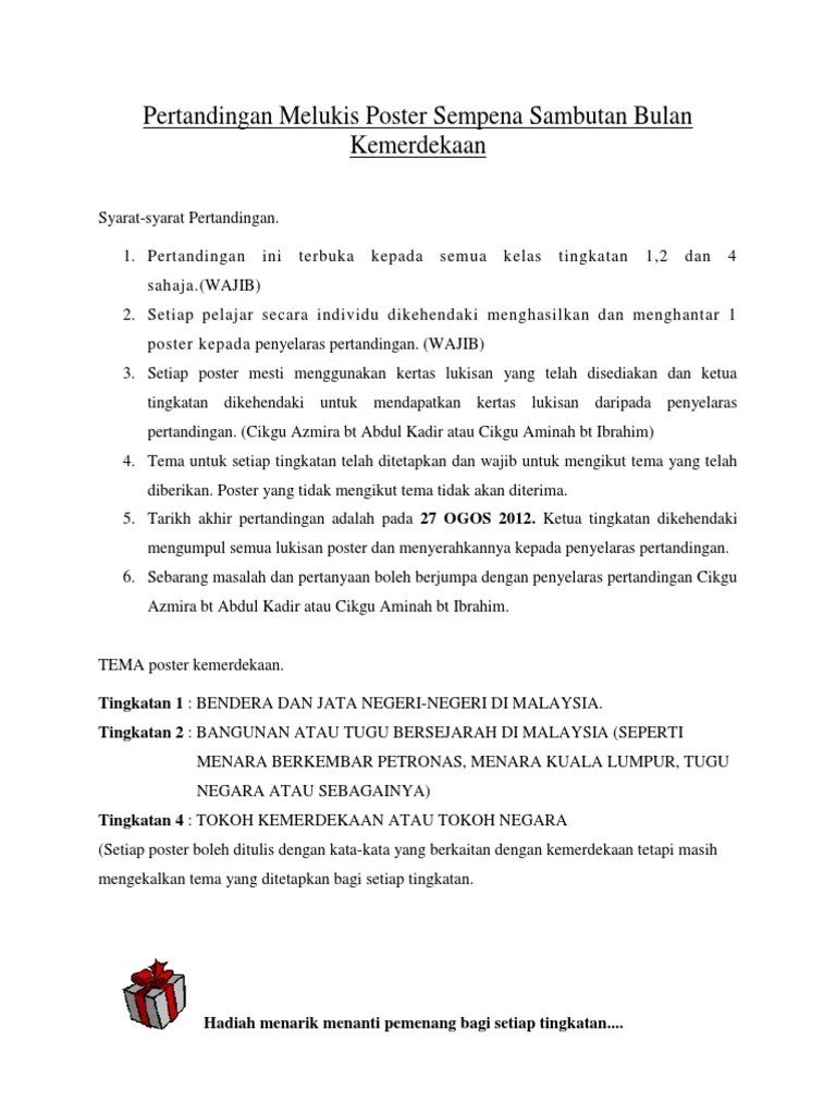 Pertandingan mewarna dan melukis mydoodle@merdeka. Pertandingan Melukis Poster Sempena Sambutan Bulan Kemerdekaan Pdf