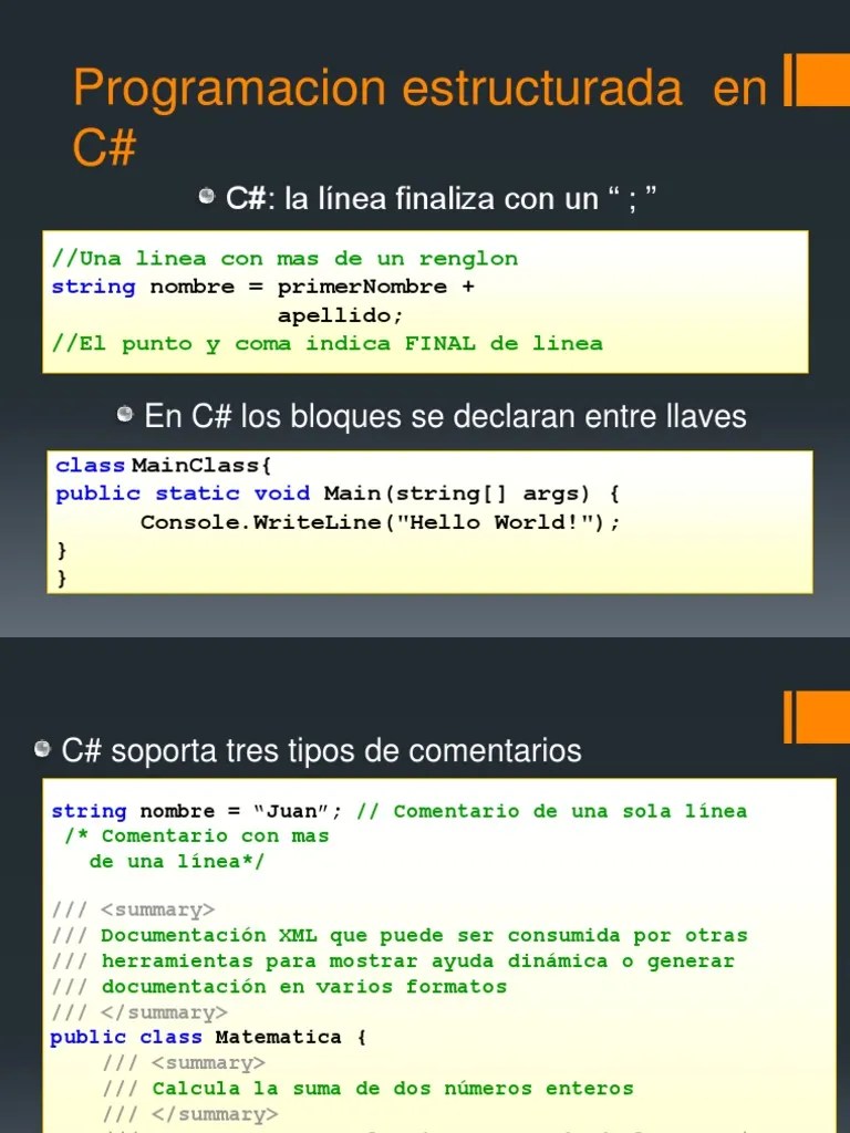 Programacion Estructurada En C# | PDF | C Sharp (lenguaje De Programación) | Herencia ...