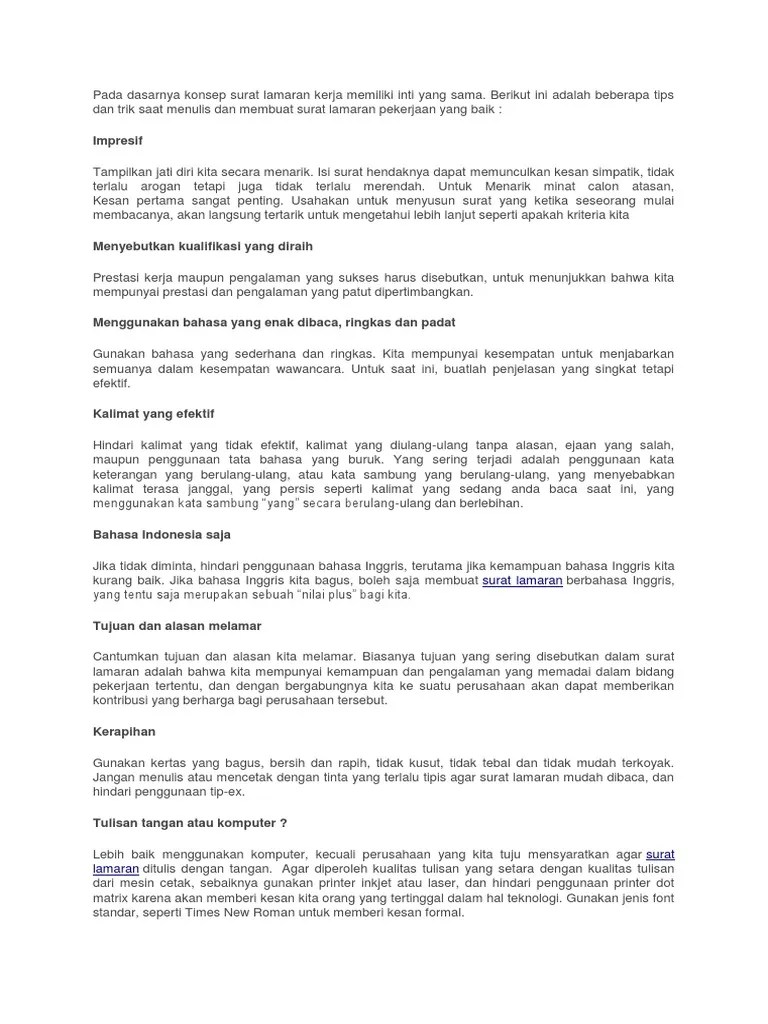 Memperhatikan struktur surat lamaran pekerjaan. Surat Lamaran Kerja Pdf
