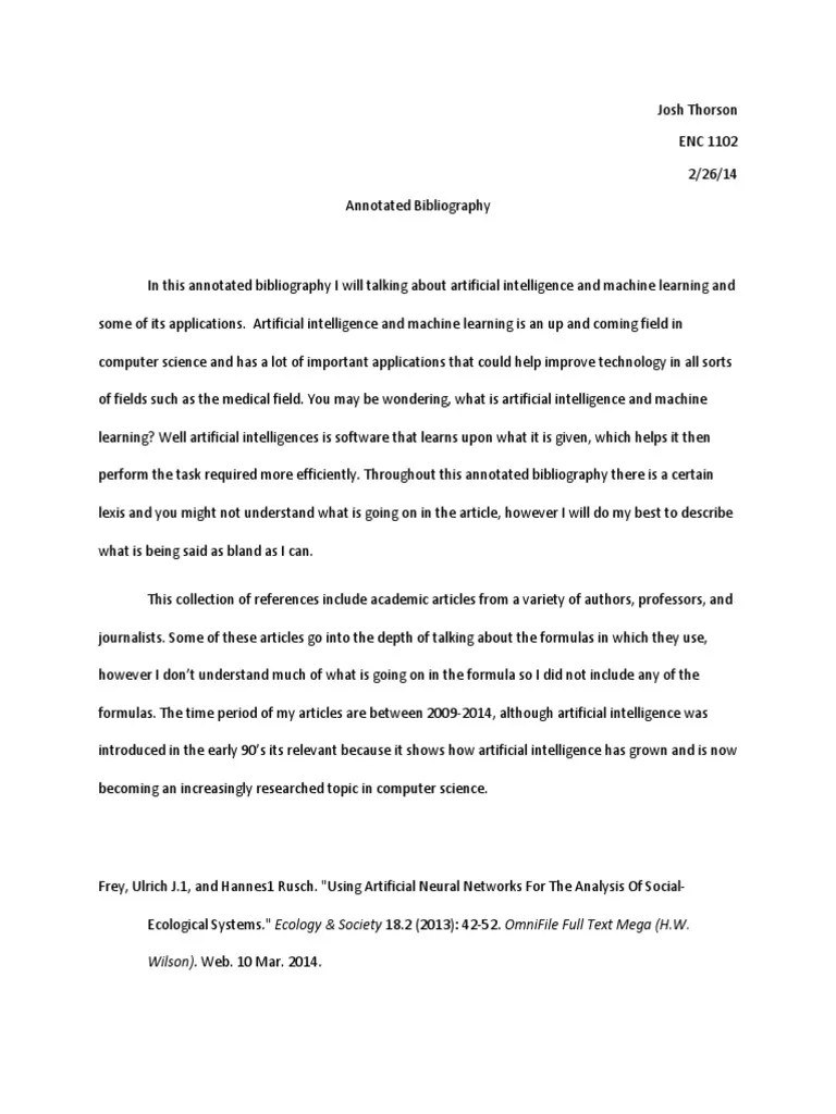 Annotated Bibliography Draft | PDF | Artificial Intelligence ...