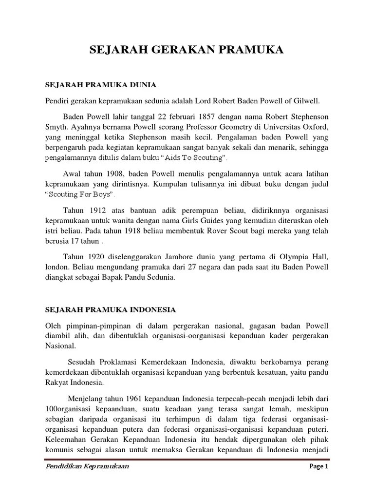 Sejarah Pramuka Indonesia Lengkap Pdf