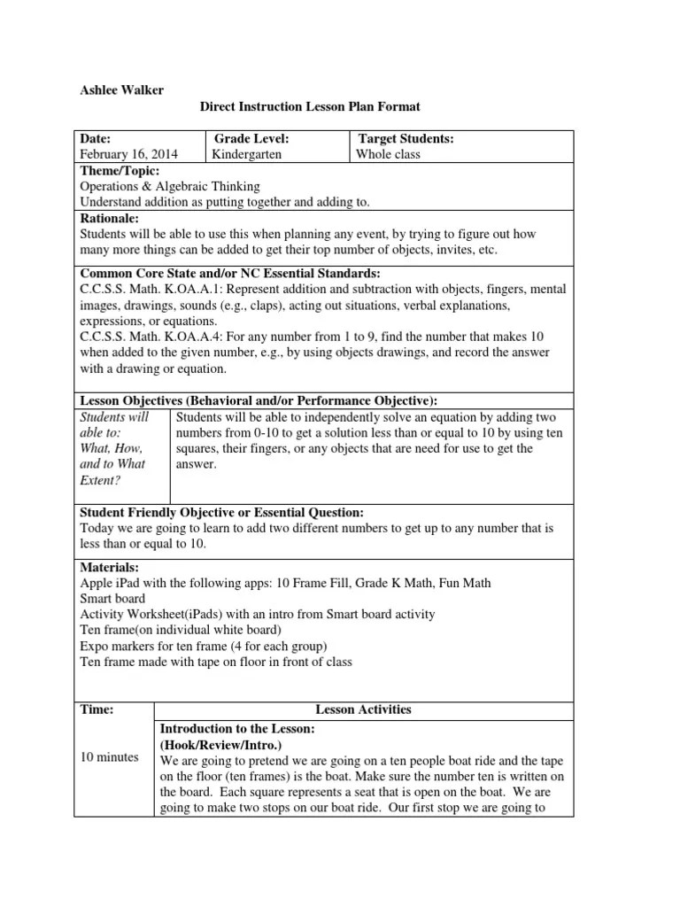 The time4learning math curriculum is available. Kindergarten Math Lesson Plan Pdf Common Core State Standards Initiative Equations
