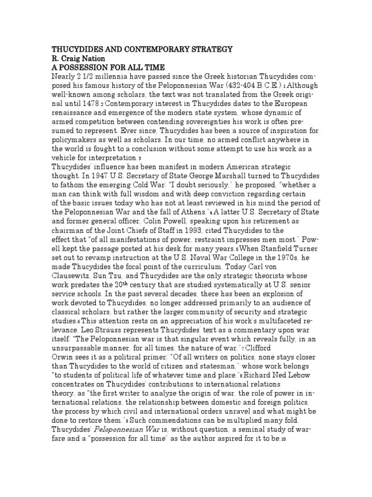 Ud - 1 Thucydides And Contemporary Strategy | PDF | Thucydides | Sparta
