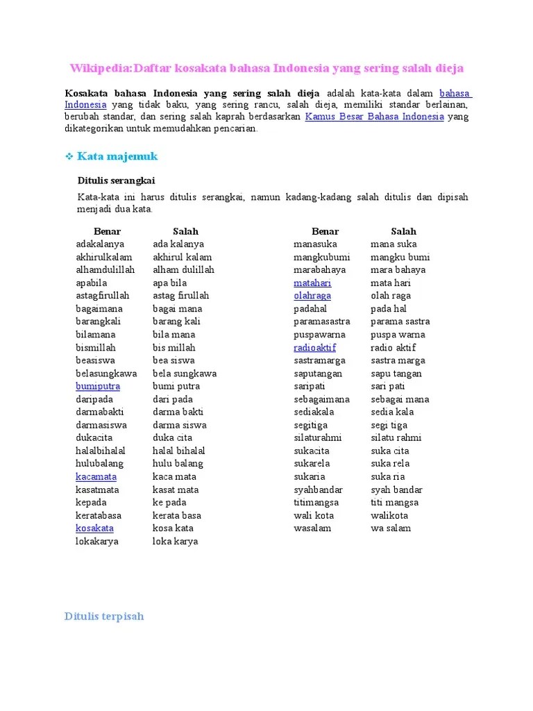 Kata Baku Wikipedia | PDF