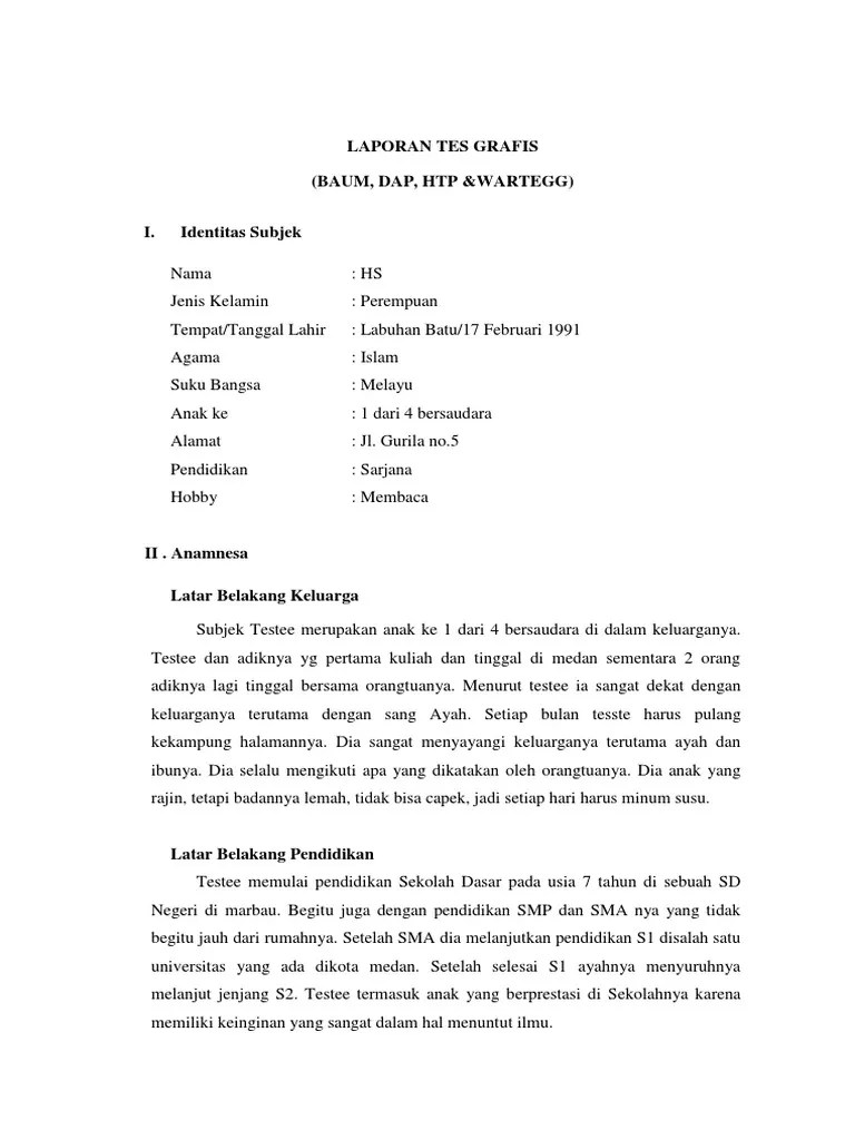 View laporan praktikum grafis.docx from psikologi 860 at university of medan area. Laporan Tes Baum Pdf