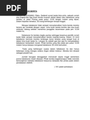Pihak bomba dan penyelamat alor . Contoh Karangan Berita Pdf