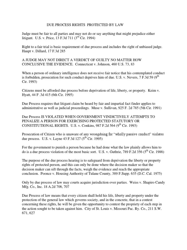Due Process Rights Protected By Law | Download Free PDF | Due Process ...