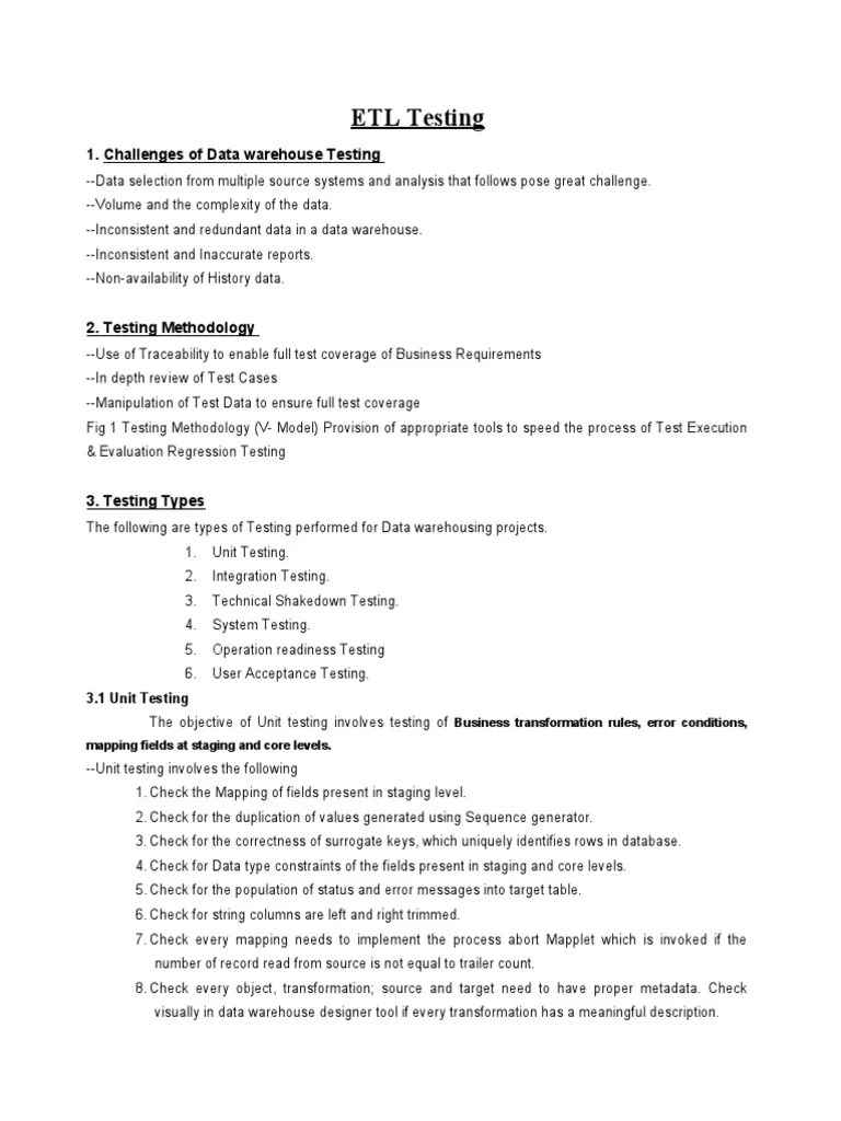 ETL Testing Usefull Notes | PDF | Data Warehouse | Data Management