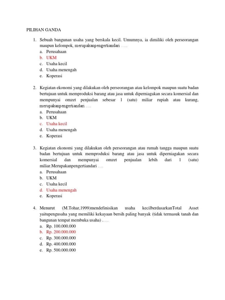 Hal ini disebabkan … a. Soal Usaha Kecil Dan Menengah Pdf