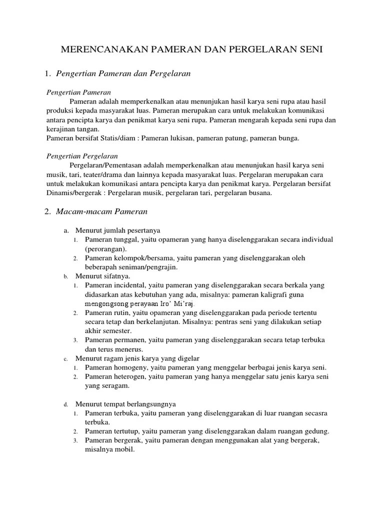 Merencanakan Pameran Dan Pergelaran | PDF