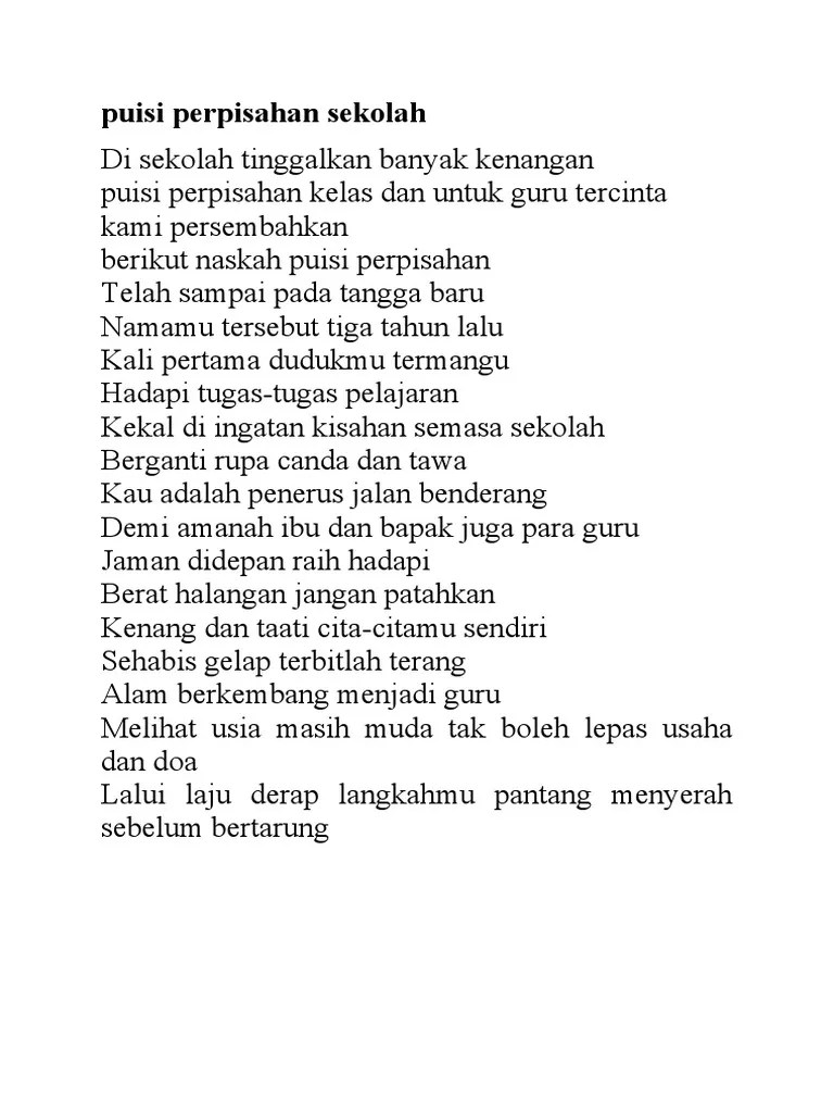 Sajak Perpisahan Teman Sekolah
